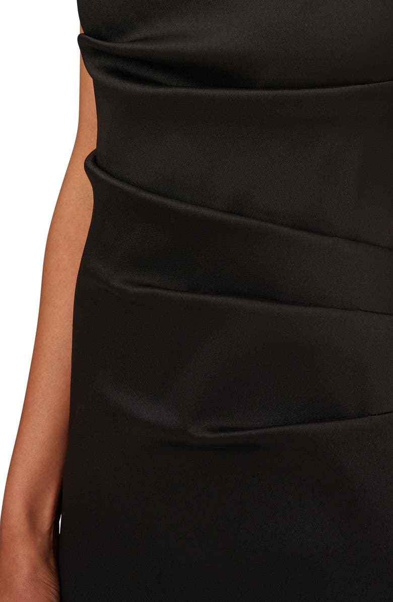 Aidan Mattox by Adrianna Papell Stretch Mikado Cocktail Midi Dress, Alternate, color, Black