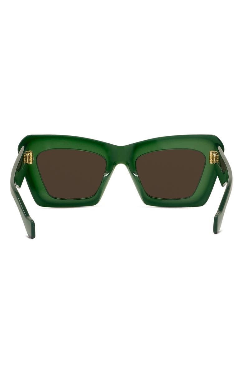 Loewe Anagram 52mm Cat Eye Sunglasses, Alternate, color, Shiny Dark Green / Brown