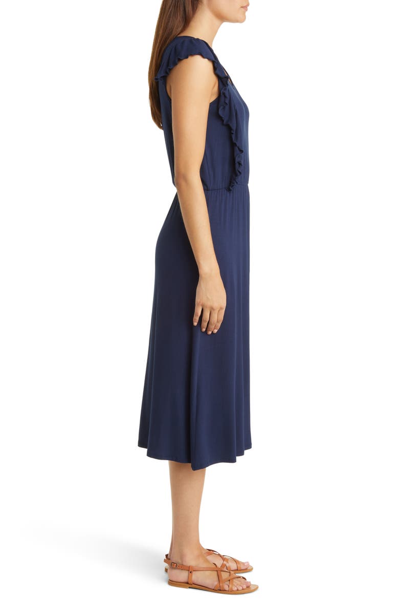 Ruffle Cap Sleeve Jersey Dress, Alternate, color, NAVY