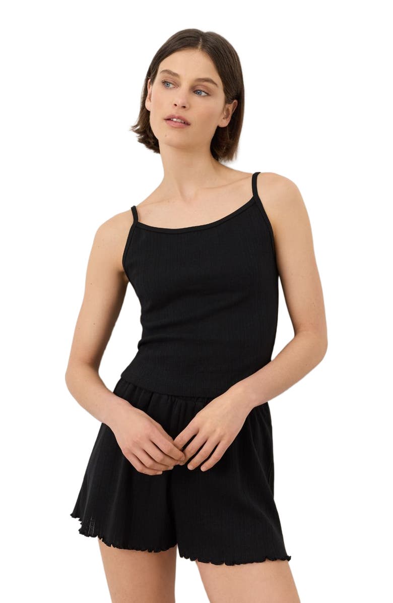 Pact Organic Cotton Pointelle Cami, Alternate, color, Black