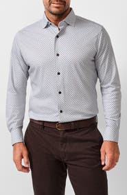 David Donahue Geometric Knit Sport Shirt