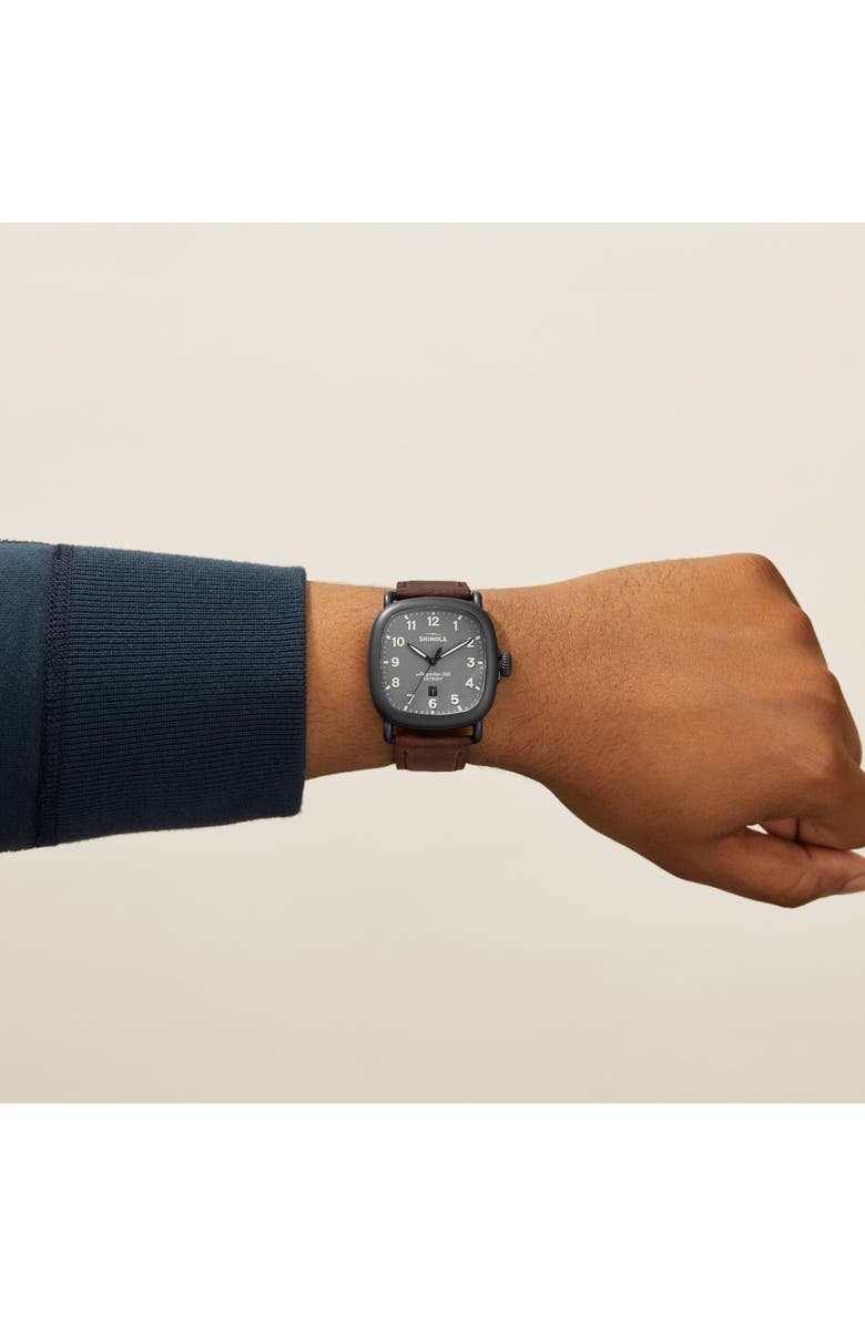 Shinola The Guardian Leather Strap Watch, 41.5mm x 43mm, Alternate, color, 