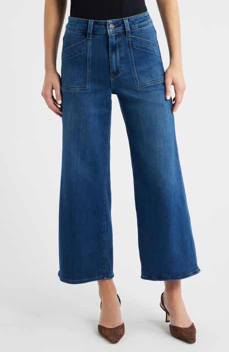 PAIGE Anessa Slant Pocket High Waist Ankle Wide Leg Jeans