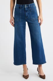 PAIGE Anessa Slant Pocket High Waist Ankle Wide Leg Jeans