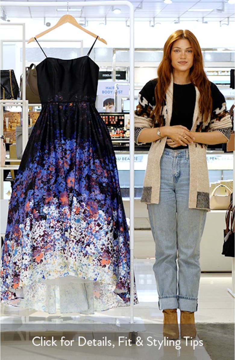 Ombré Floral Strapless High Low Ball Gown, sales video thumbnail