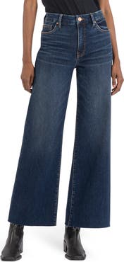 KUT from the Kloth Meg Fab Ab High Waist Raw Hem Ankle Wide Leg Jeans