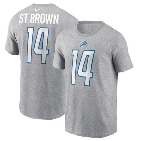 Men's Nike Amon-Ra St. Brown  Gray Detroit Lions  Player Name & Number T-Shirt