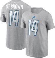 Nike Men's Nike Amon-Ra St. Brown Gray Detroit Lions Player Name & Number T-Shirt