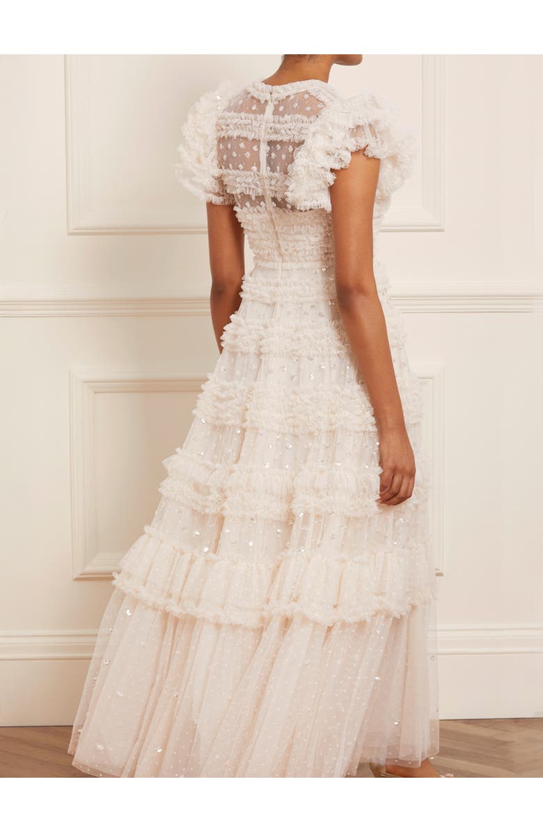 Needle & Thread Vivian V-neck Sequin Dress, Alternate, color, Cream