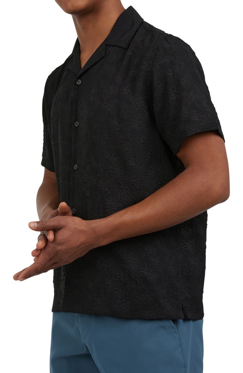 DKNY SPORTSWEAR Jacquard Camp Shirt, Alternate, color, Black