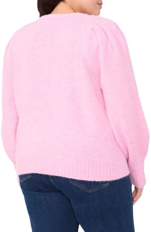 Cece Women's Beaded Love Script Crewneck Long-sleeve Sweater In Corsage