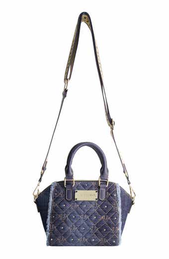 True Religion Frayed Denim Mini Satchel Bag