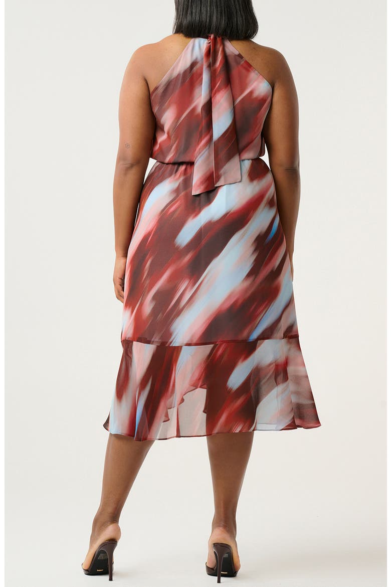 Madelena Print Tie Back Dress, Alternate, color, SUNKISSED SKY