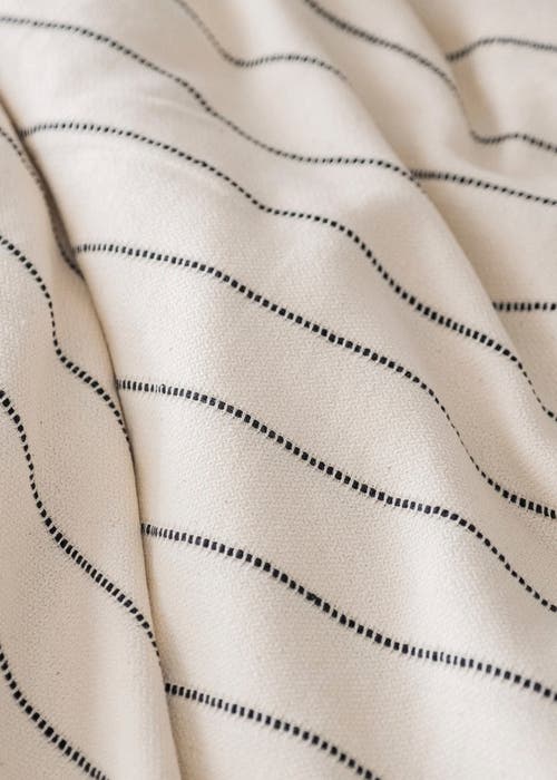 Anaya Smooth Cotton Ivory Bed Blanket With Stripes In White