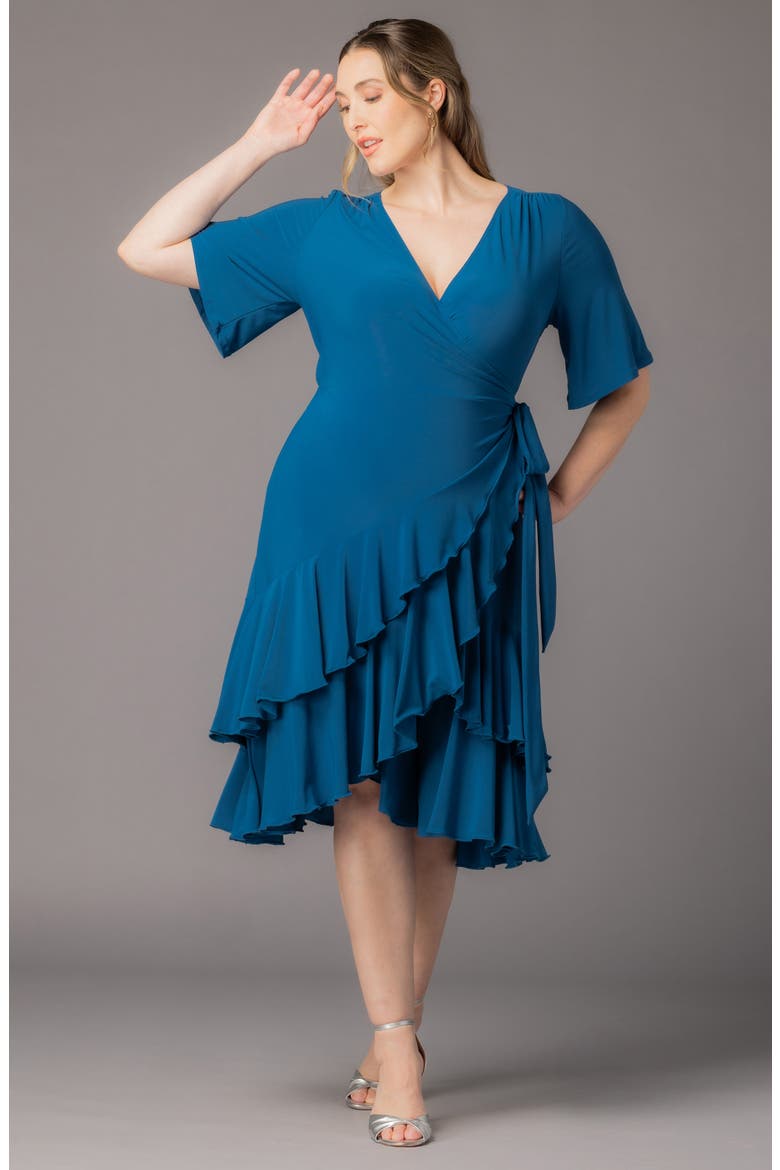 Miranda Wrap Dress, Alternate, color, AEGEAN BLUE