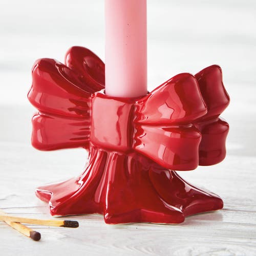 Tag Very Merry Red Ceramic Taper Candle Holders Set Of 2 In Red