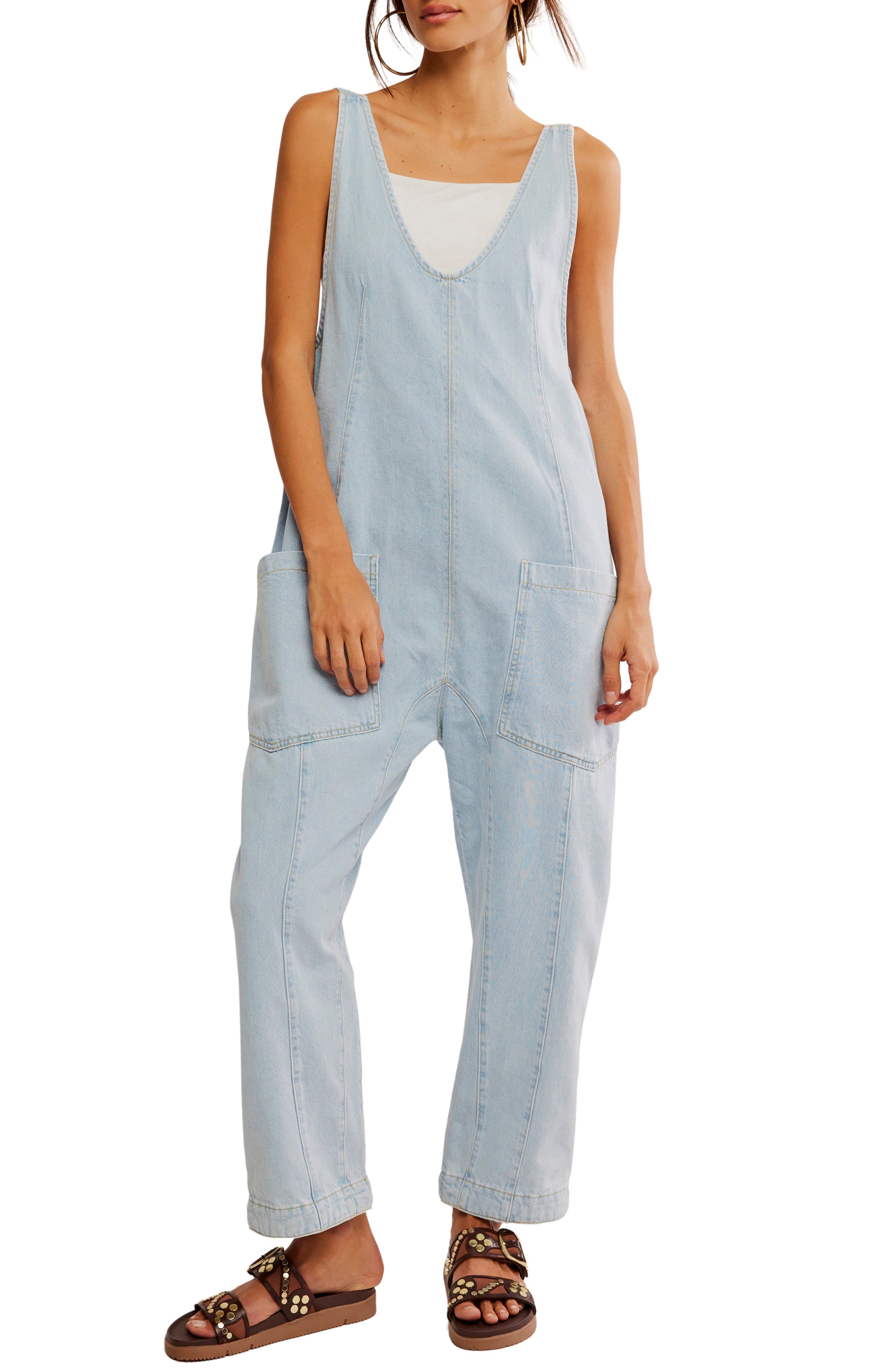 Free People High Roller Denim Jumpsuit