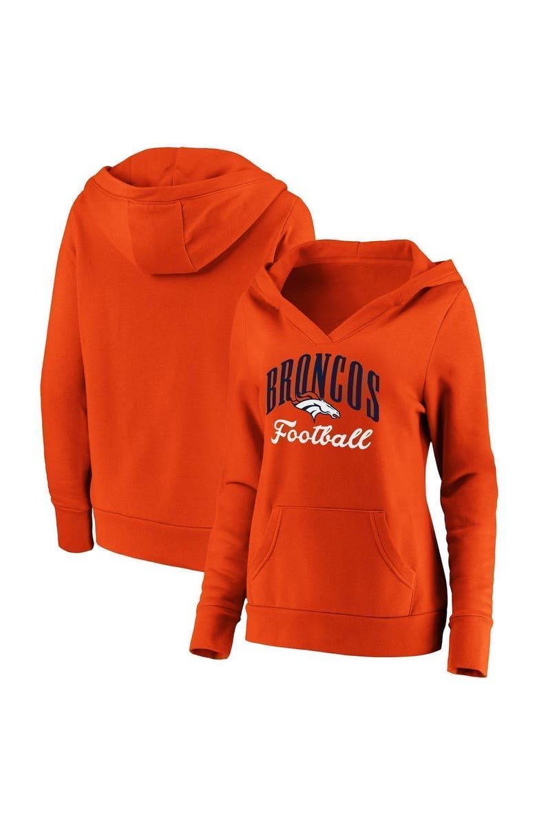 FANATICS Women's Fanatics Branded Orange Denver Broncos Team Victory Script Crossover V-Neck Pullover Hoodie, Main, color,