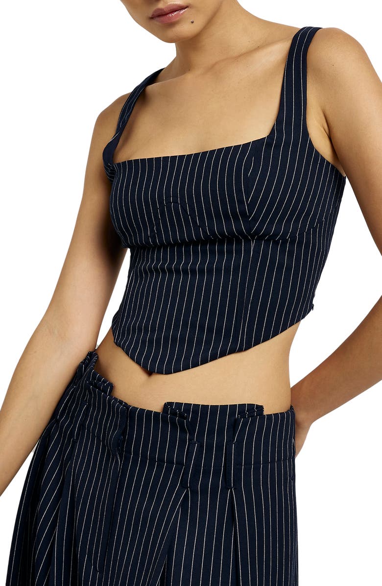 River Island Pinstripe Corset Crop Top, Main, color,