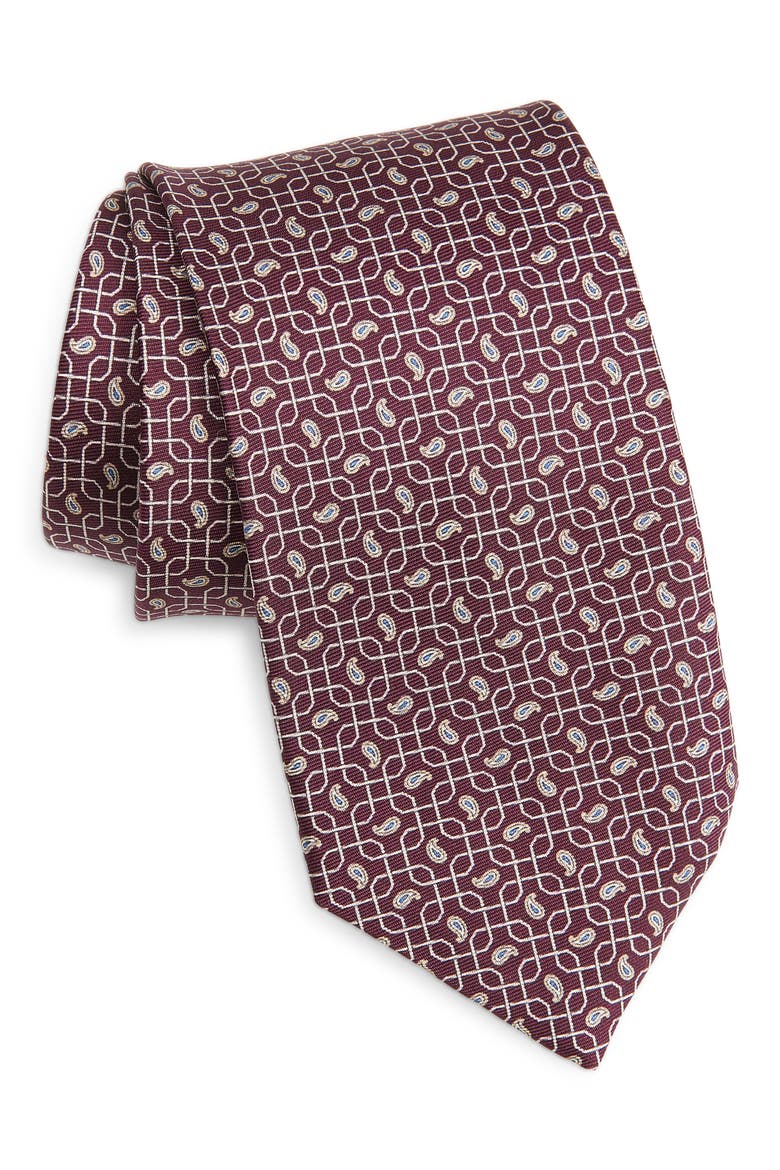 Paisley Silk Jacquard Tie, Main, color, MEDIUM RED