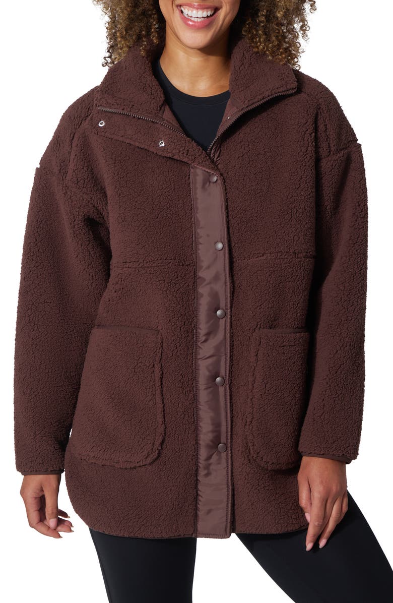 YOGALICIOUS Arctic Avenue Faux Shearling Jacket, Main, color, Classic Brown