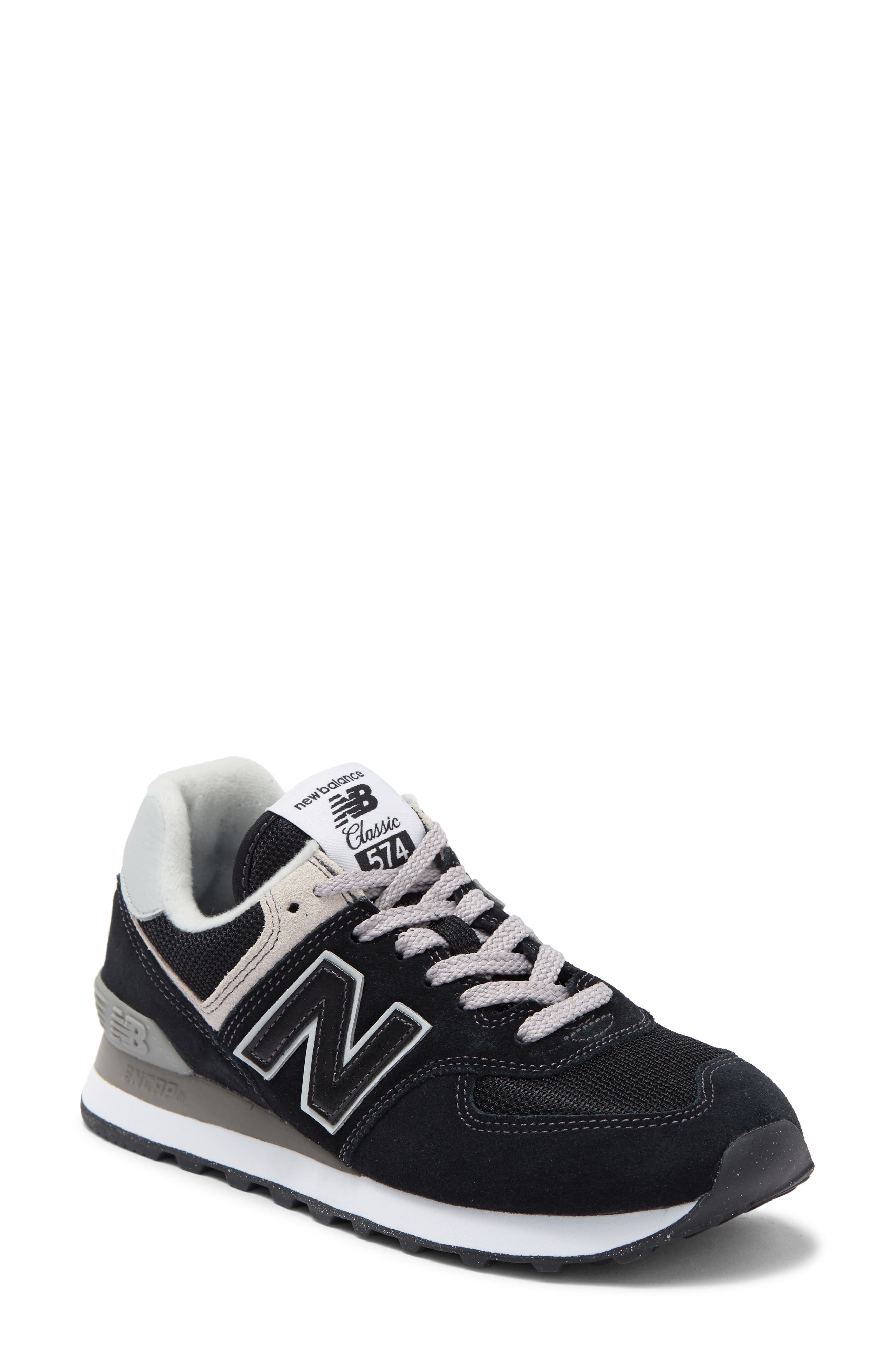 New Balance 574 Sneaker, Main, color, Black/ White