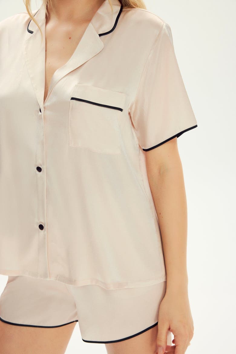 Silk Short Pyjama Suit, Alternate, color, Champagne