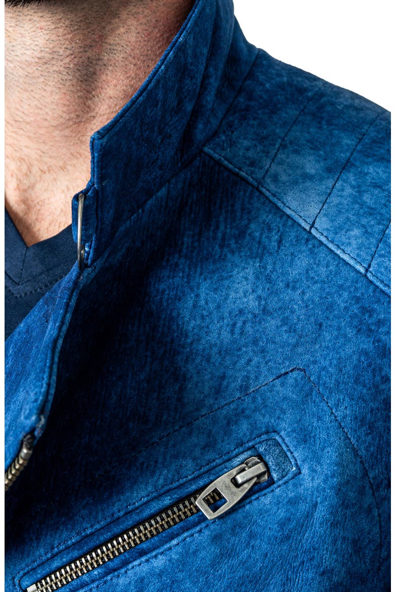 Gene Blue Leather Jacket, Alternate, color, BLUE