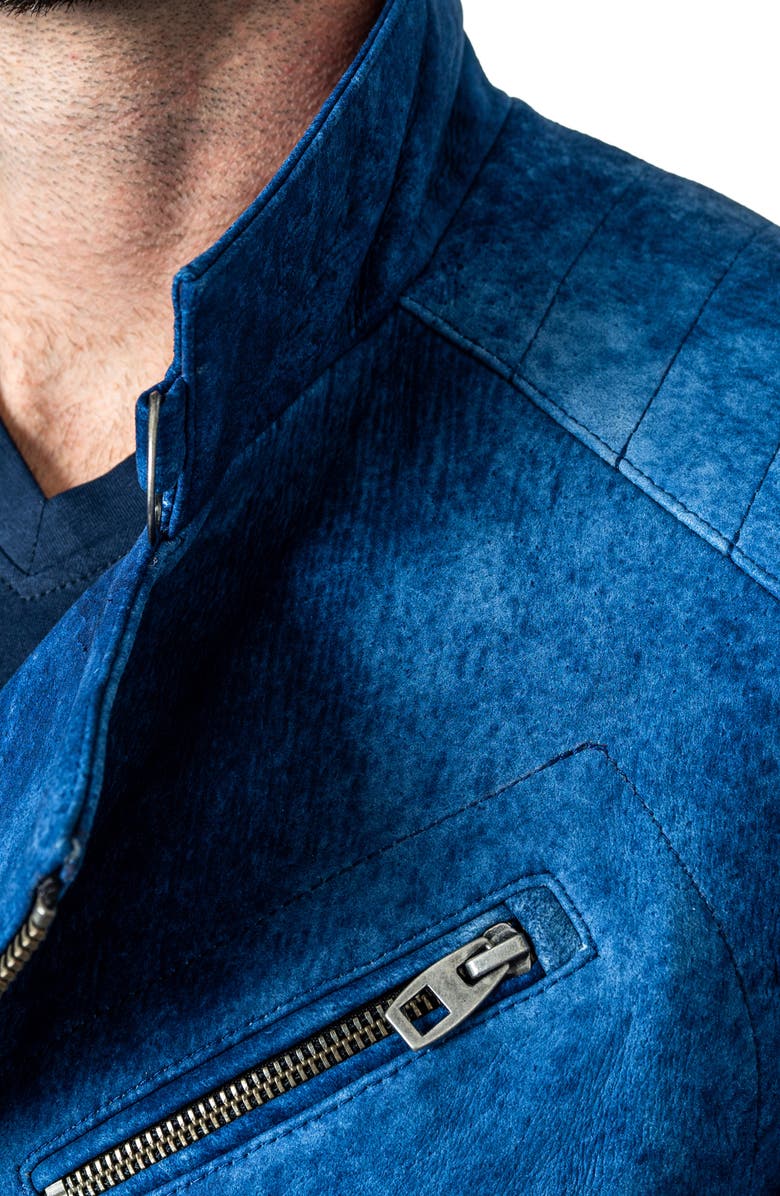 Maceoo Gene Blue Leather Jacket, Alternate, color, 
