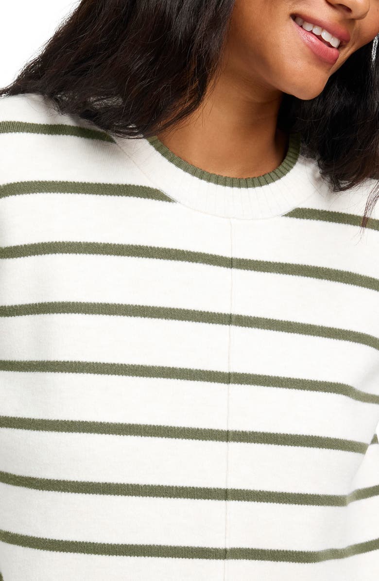Splendid x Cella Jane Stripe Front Seam Sweater, Alternate, color, Snow White/ Olive Stripe