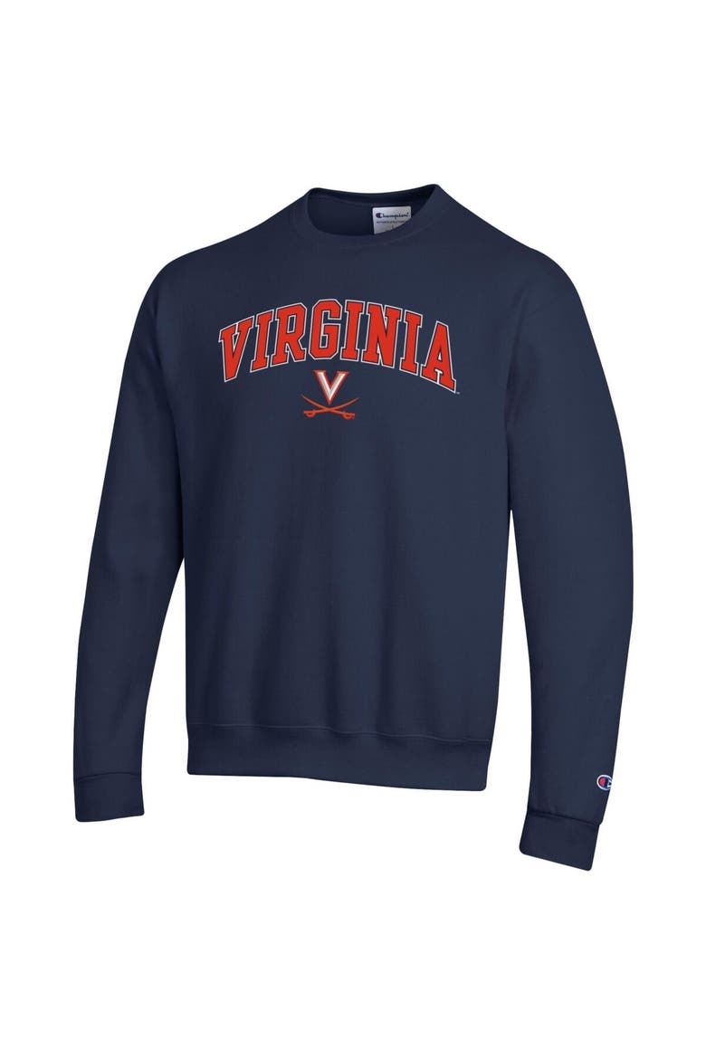 Men's Champion  Navy Virginia Cavaliers Arch Over Logo Pullover Sweatshirt, Alternate, color, Navy