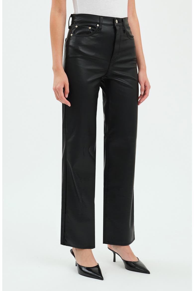 Sundaze High Waist Straight Leg Faux Leather Pants, Alternate, color, CINEMATIC