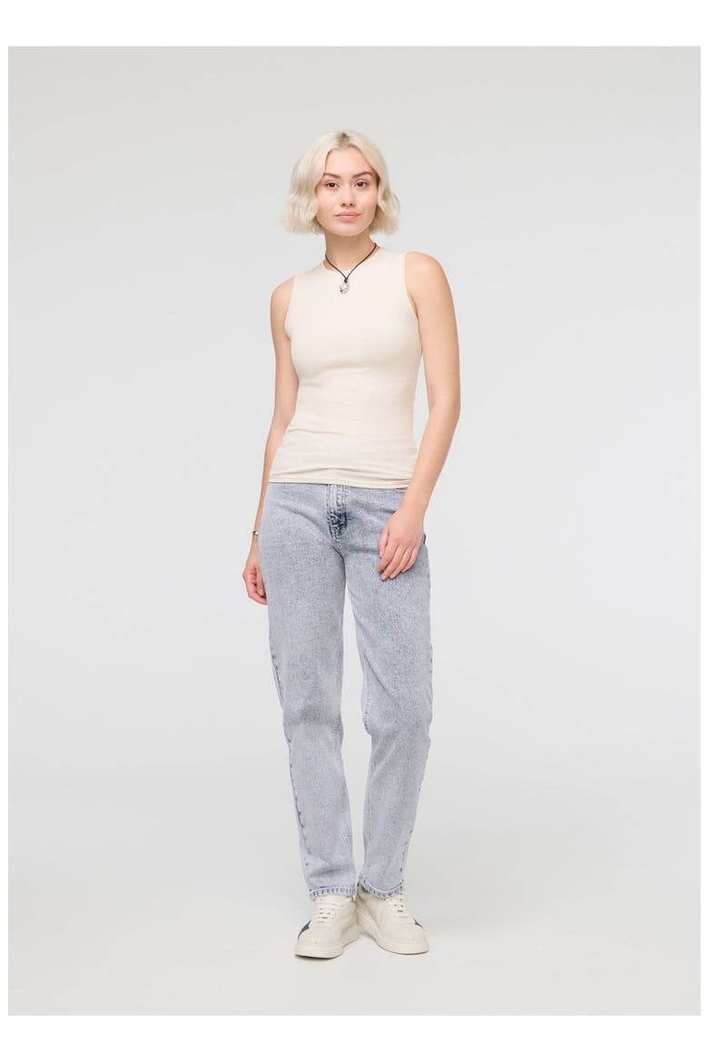 Ribbed Pima High Neck Tank, Alternate, color, Ecru