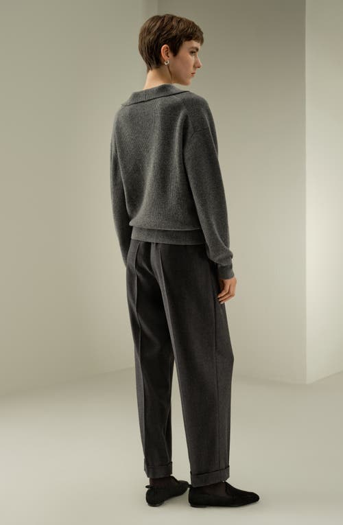 Lilysilk Ribbed Cashmere Polo Sweater In Gray