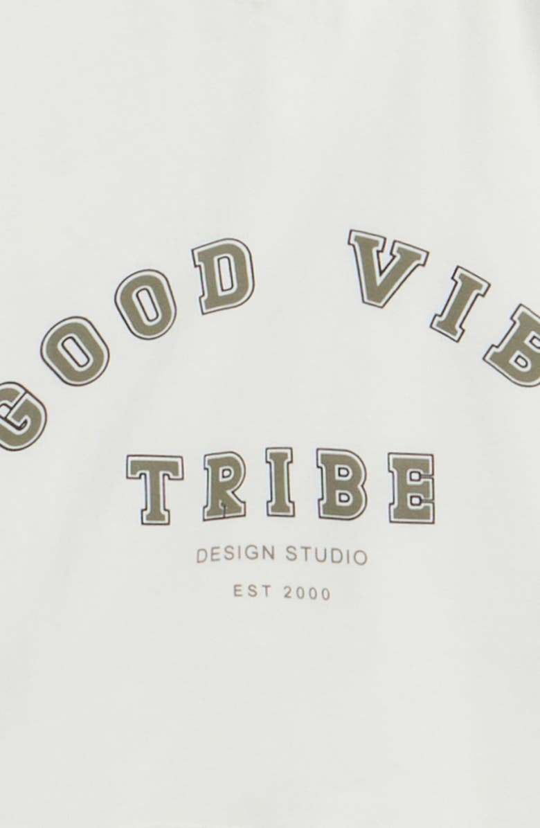 TINY TRIBE Colorblock Stretch Cotton Mesh T-Shirt, Alternate, color, White Multi