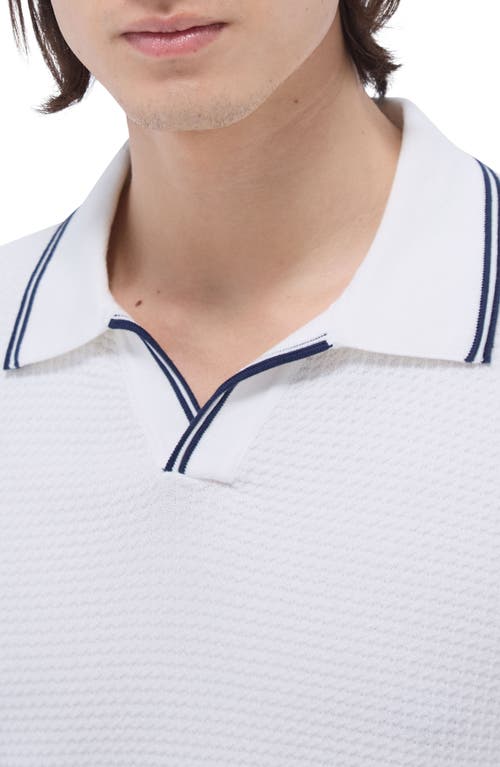 Bugatchi Tipped Johnny Collar Short Sleeve Sweater In Chalk