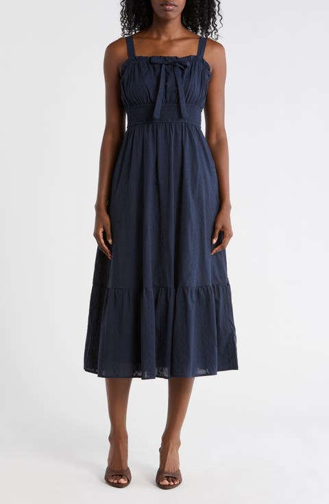 Front Bow Cotton Midi Sundress