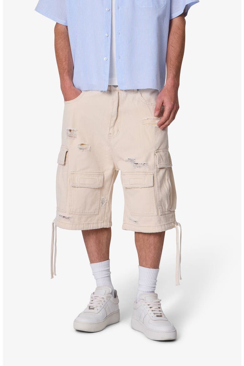 Distressed Baggy Cargo Shorts, Main, color, OFF WHITE