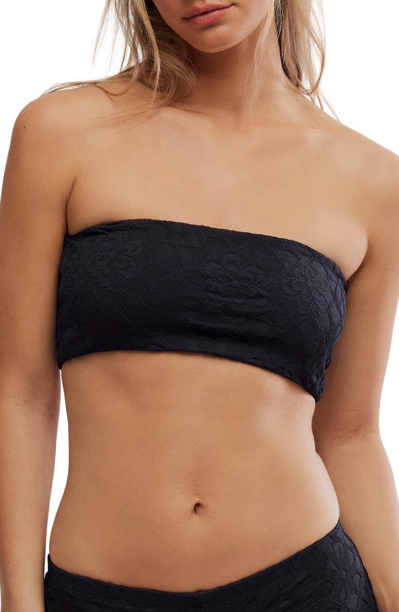 free-est by Free People Lola Strapless Bandeau Bikini Top, Main, color, Black