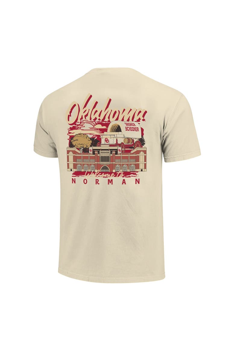 Men's Image One  Natural Oklahoma Sooners Comfort Colors Hand-Drawn Campus Stack T-Shirt, Alternate, color, Natural