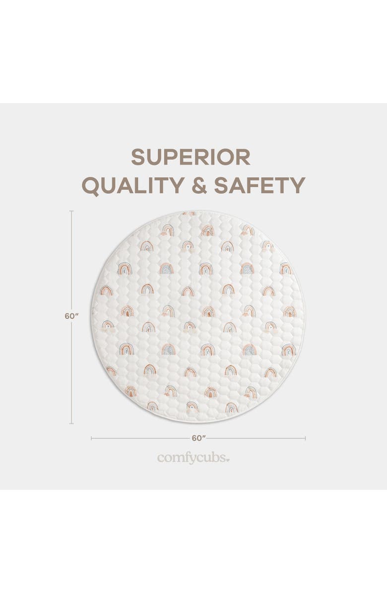 Comfy Cubs Premium Play Mat with Non-Slip Bottom, Round, Alternate, color, Rainbow