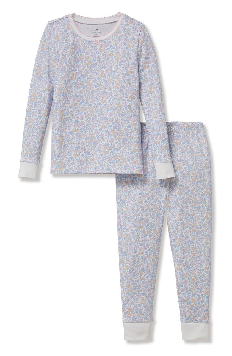 Petite Plume Kids' Pima Cotton Interlock Fitted Two-Piece Pajamas, Main, color, White