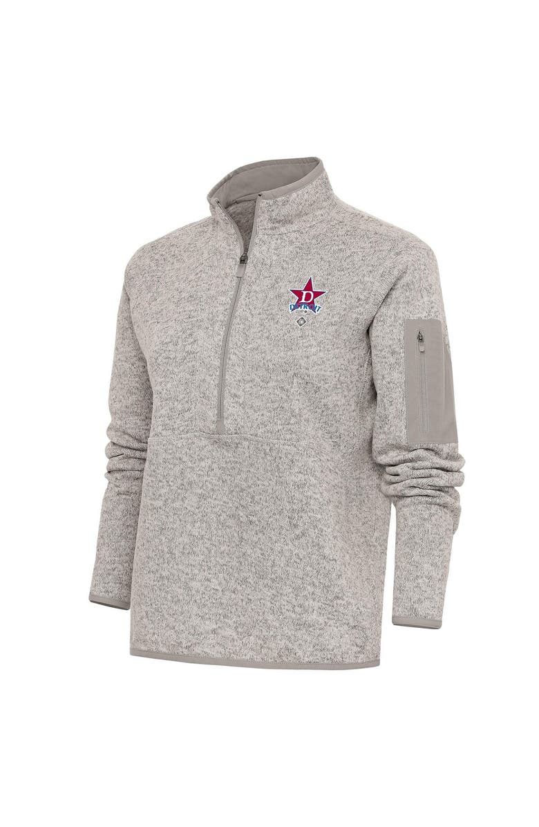 ANTIGUA Women's Antigua Oatmeal Detroit Stars Fortune Half-Zip Pullover Jacket, Main, color,