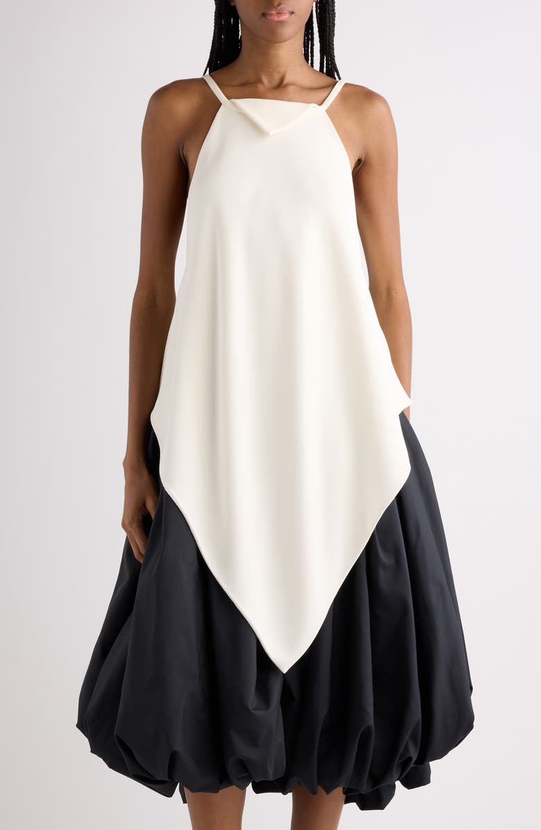 Balenciaga Wool & Silk Crepe Scarf Top, Main, color, 9002 Ivory