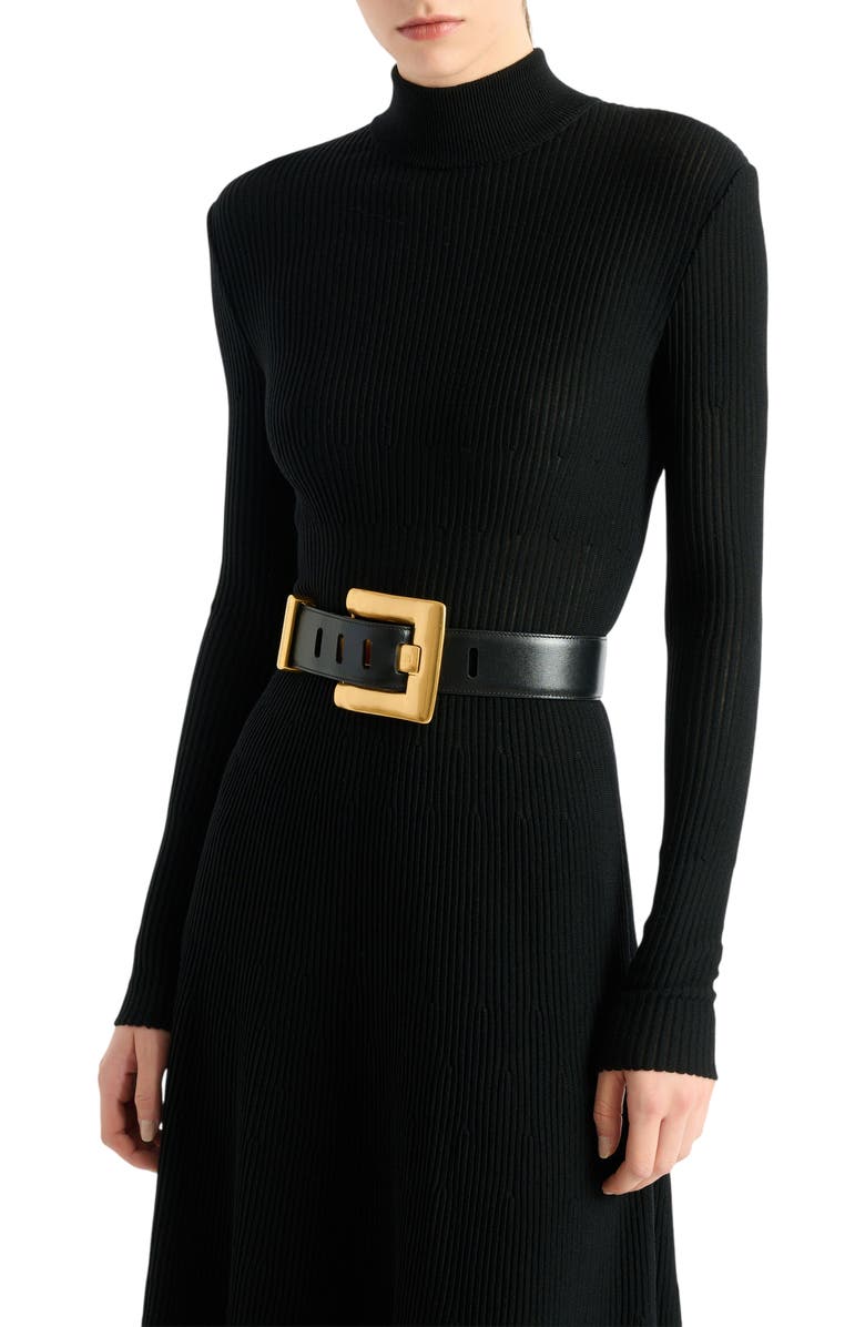 Balmain Anthem Belt 4.5Cm-Calfskin, Alternate, color, Black
