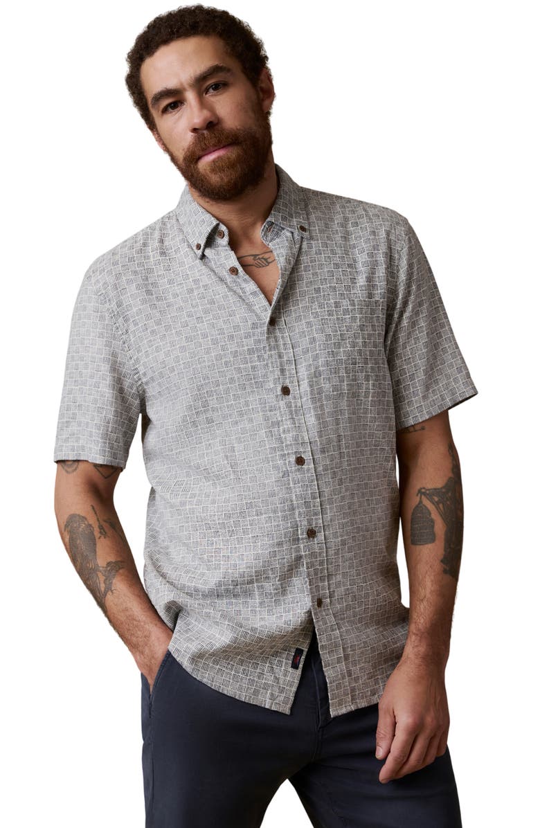 Faherty Breeze Short Sleeve Button-Down Shirt, Alternate, color, Graphite Shell Bricks