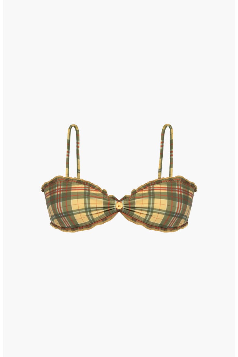 Bralette Bikini Top, Main, color, Yellow Plaid
