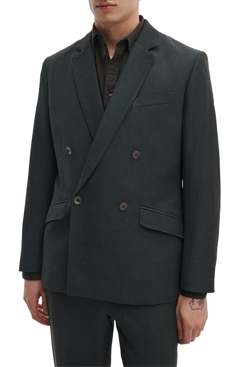 rag & bone Butler Double Breasted Wool Blend Blazer, Main, color, Charcoal Green