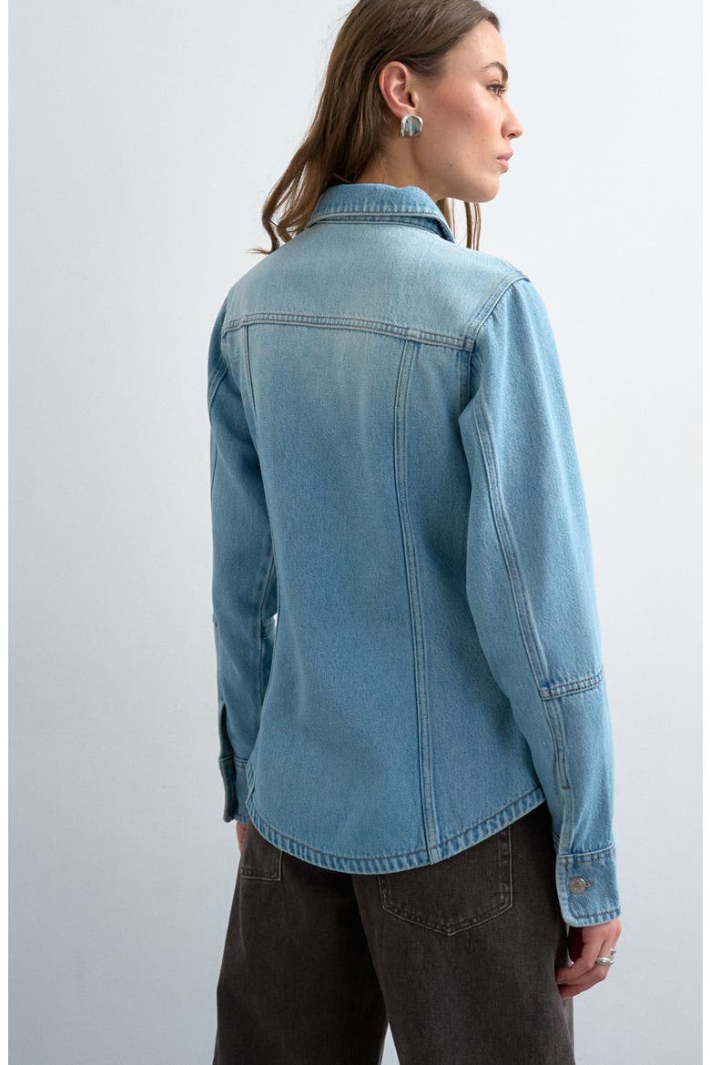 Seamed Denim Jacket, Alternate, color, LIGHT BLUE