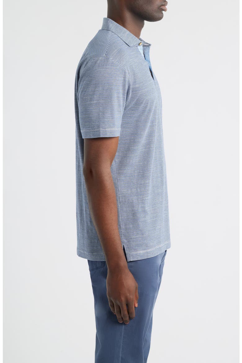 Thatcher Stripe Cotton Blend Polo, Alternate, color, NAVY